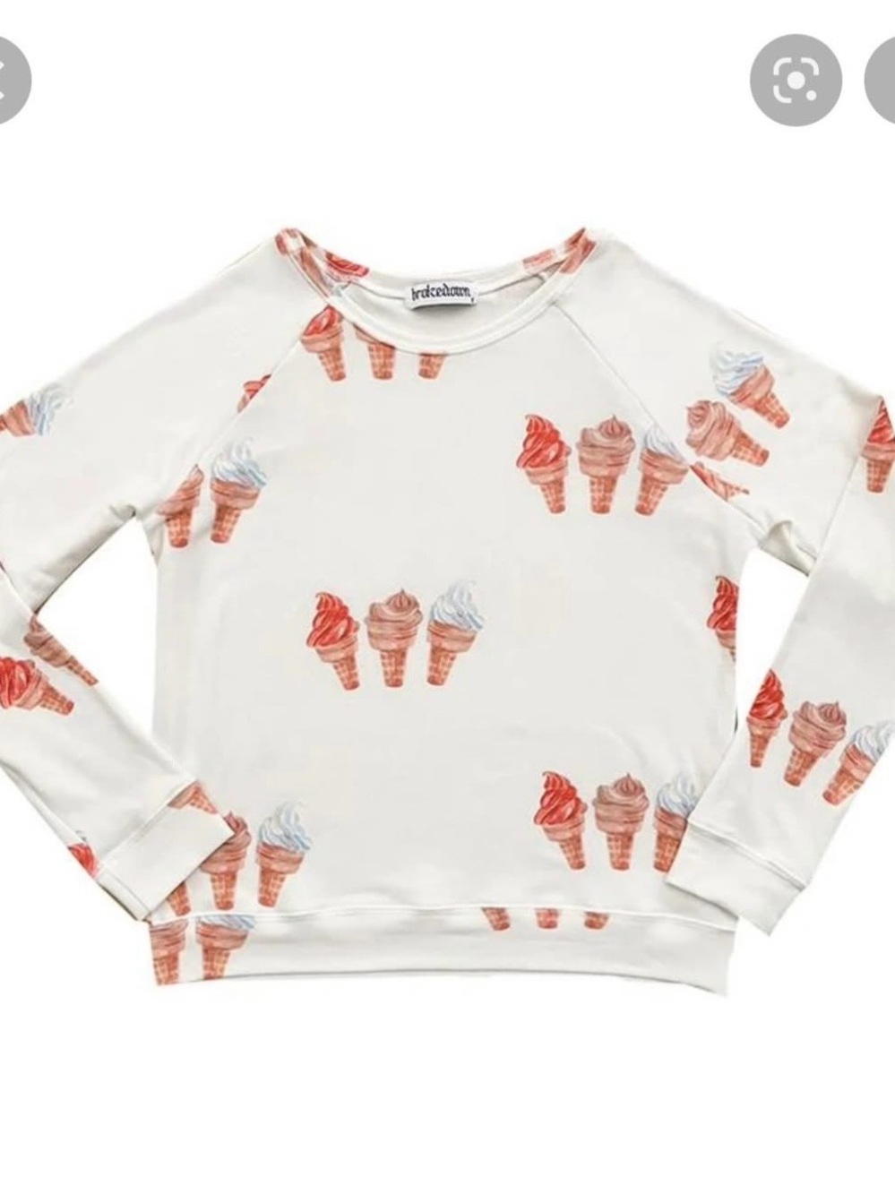 Brokedown Ice Cream Cone Print Crewneck Sweatshirt